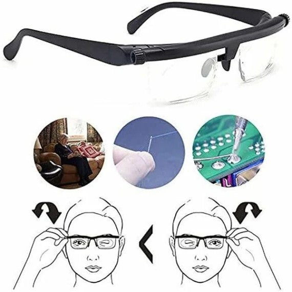 Adjustable Focus Glasses — One Pair for Near AND Far, No More Switching Readers