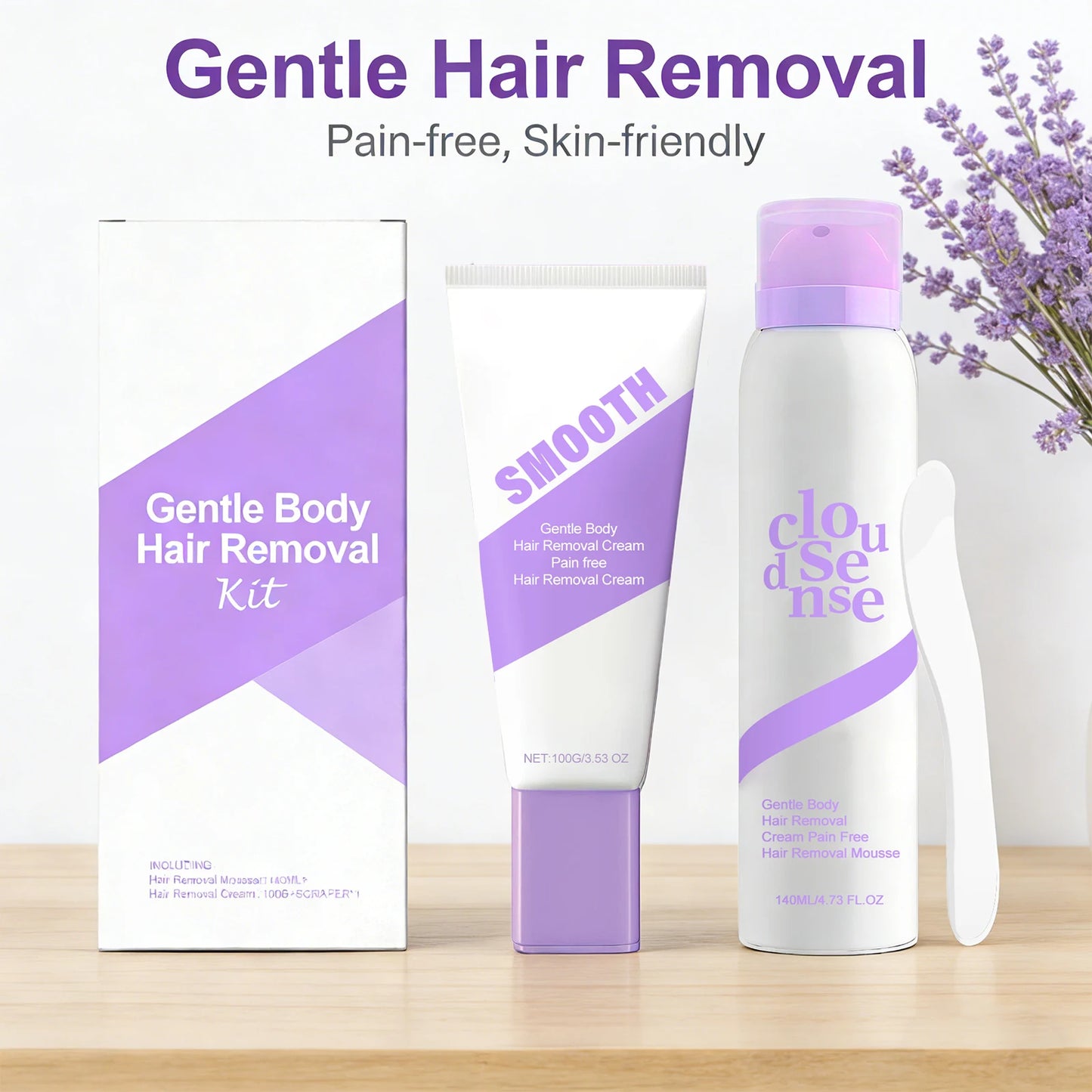 Painless Hair Removal Set for Underarm Private Body Leg Gentle Non-Irritating Smooth Hair Growth Inhibitor Body Care for Women