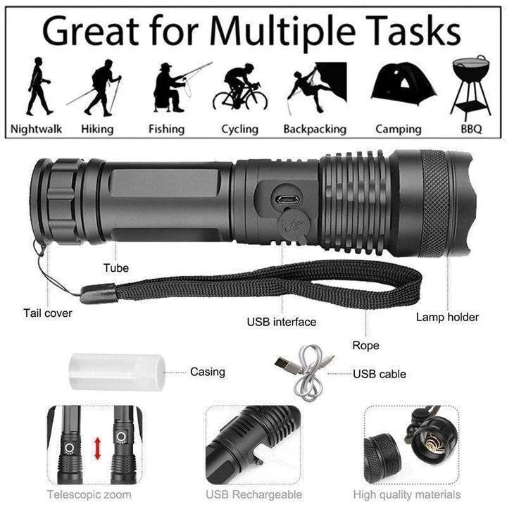 XHP50.2 Ultra-Bright Flashlight — Turn Night Into Day with a Massive, Long-Throw Beam