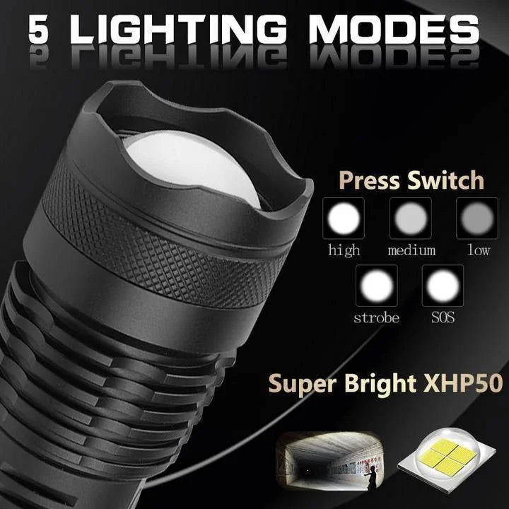 XHP50.2 Ultra-Bright Flashlight — Turn Night Into Day with a Massive, Long-Throw Beam